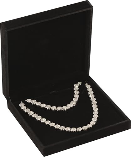 LAODA Big Necklace Chain Jewelry Gift Box Soft Touch Premium Velvet Material Choker Necklace Storage Holder Box for Women Men Size 6.4(W)*6.4(D)*1.5(H) Black