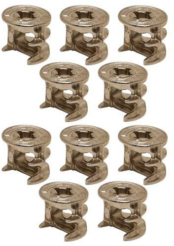 cyclingcolors 10x Dado per giunto eccentrico connettore ricambio per collegamento mobili cassetti armadi scaffali, nichelato senza bordo 15x26mm