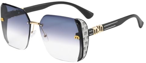 CYBHSM UV400 Rimless Gradient fyrkantiga solglasögon för kvinnor, stor ram, lätta PC-glasögon för körning och daglig användning