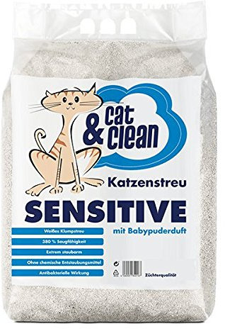 Cat & Clean Katzenstreu Der Extraklasse Klumpendes Einstreu Extrem Saugfähig Naturprodukt Aus Bentonit 20Kg (Sensitive Babypuder)