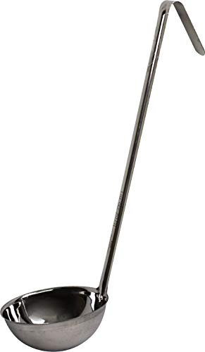 Professional Stainless Steel Heavy Duty Cooking Soup Ladle Long Handle with Hook (10oz)