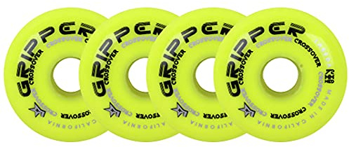 Labeda Lot de 4 roues de hockey croisées moyennes 80A Jaune 72 mm