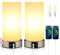 2 Stück Nachttischlampe, Tischlampe Touch Dimmbar, E14 Moderne Tischleuchte, 2 Usb-AnschlüSse, 3 Helligkeitsstufen, für Schlafzimmer, Wohnzimmer, Kinderzimmer(EnthäLt Leuchtmittel/Warmes Weiß)
