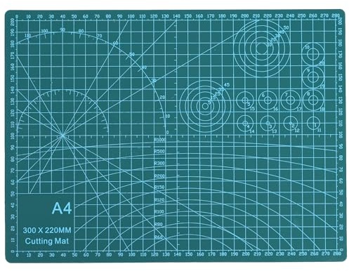 Cutting Mat Craft Mat Flexible Non Slip Craft Cutting Mat with Accurate Guide Grid Lines Design for Cutting Fabric, Paper, and Cards Double Sided self-Healing Cutting mat, Green (A-4)