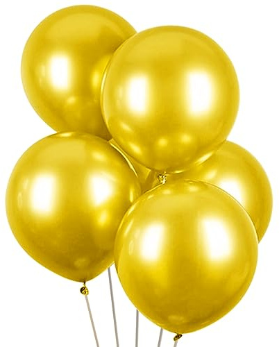Metallic Gold Balloons 50 Pack 12 inch Chrome Gold Party Balloon pack Strong Thicken Latex Gold Balloons for Happy Birthday Party Graduation New Year Baby Shower Events Decorations