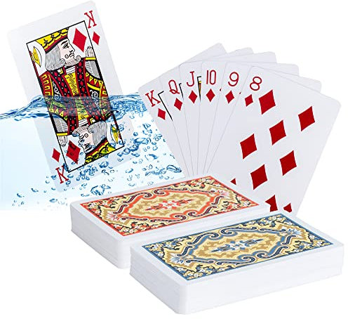 MageJoy 2 Deck Playing Cards - Spielkarten 54 Blatt, Spielkarten Poker Plastik, Poker Kartendeck Wasserfest