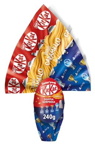 KITKAT Uovo di Pasqua 2025 Cioccolato al Latte al Caramello con Sorpresa e 1 KitKat Bunny 240g
