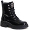 topschuhe24 3099 Damen Lack Stiefeletten Worker Biker Boots, Farbe:Schwarz, Größe:36 EU