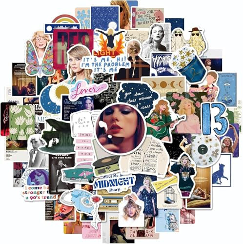 100pcs Popular Music Stickers Waterproof Vinyl Decals for Water Bottle Laptop Guitar Car Luggage Skateboard Manga Gifts for Teens Girls Boys