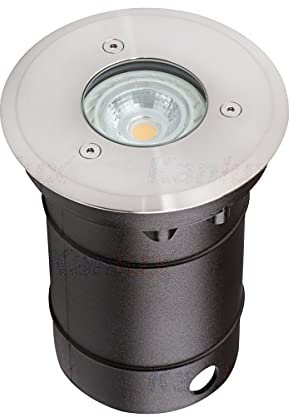 '07170 KANLUX Berg DL 35O Recessed Floor Light Round GU10 High-Voltage Halogen or LED Bulb () Maximum 35 W Light Bulb not Included 220-240 V 50/60 Hz Colour: Stainless Steel IP67, Suitable for Outdoor Use with up to 2TONNEN belastbar. with Mounting Box. Quick and Easy Lamp Innovative Click Technology 48 mm cut-out, 109 mm Diameter Glass Outer Dimensions, 145 mm Total Height Base Diameter, 99 mm Upper Diameter 80 mm.