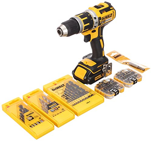 DEWALT XR Akku-Schlagbohrschrauber Set DCK795S2T – Schlagbohrmaschine mit 2-Gang-Vollmetallgetriebe & bürstenlosem Motor zum Schrauben, Bohren & Schlagbohren – 1 x Schlagbohrer Li-Ion 18 V + Zubehör