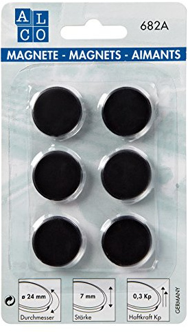 Alco-Albert 682 A11 Magnete, rotondo, 6 pezzi nero