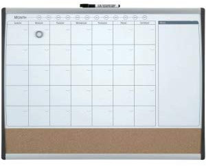 Nobo 6 x Montagsplaner Kombitafel Alurahmen magnetisch/Kork 585x430mm Kork/weiß