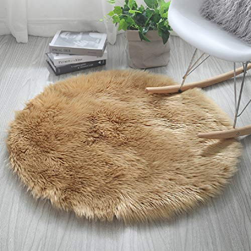 HARESLE Runder Kunstfell Teppich, Super Flauschiger und Weicher Kleiner Teppich, Teppiche Rund für Schlafzimmer, Wohnzimmer, Kinderzimmer, Lounge (Kamel,50cm/20 Zoll)