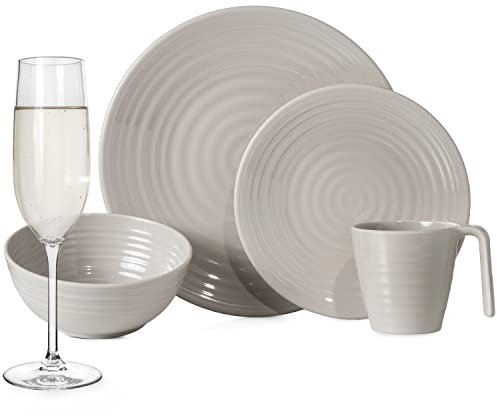 Vaisselle de camping en mélamine pour 4 personnes, 16 pièces + verres Tiamo, verres à champagne, flûtes de table, vaisselle de pique-nique, barbecue