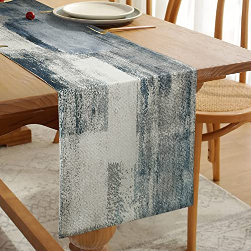 Runner da Tavola Blu Navy e Grigio Decorazioni da Tavola Tovaglia Retrò per Banquet, Feste di Festa, Ottimo Regalo, Cene di Eventi, Tavolo TV Addio al Nubilato Cena a Casa 33 cm x 183 cm