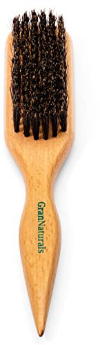 GranNaturals Boar Bristle Slick Back Hair Brush for Sleek Ponytail Bun & Smoothing Baby Hairs, Flyaways, Edge Control - Backcombing & Teasing Hairbrush with Wide Rat Tail for Sectioning & Parting