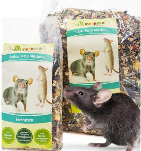 Mixerama Farbratten Bubus Tasty Mischung - artgerechtes natürliches Rattenfutter ohne Pellets - Alleinfutter