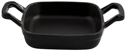Sallys Gusseisen-Servierpfanne eckig 12X12 cm: Für Erstklassige Wärmeleitung und Langanhaltende Wärmespeicherung, Ofenfest, alle Herdarten (Fury Black Majolika)
