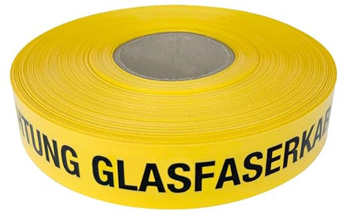 PremSecure Trassenwarnband Achtung Glasfaserkabel Glasfaser 250m Erdkabel Lichtwellenleiter Warnband Trassierband schwarz gelb
