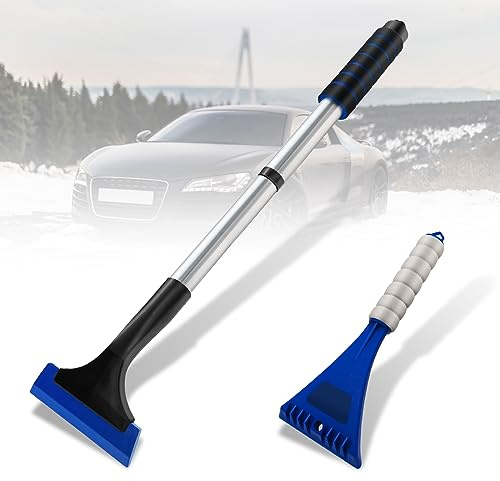 GZqiancang 1 Raschietto per Ghiaccio per Auto, Regolabile, con 1 Pala da Neve per Auto, Parabrezza, lunotto, finestrini Laterali (42 x 11,5 cm)