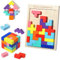 EACHHAHA Montessori Spielzeug ab 4 5 6 Jahr,3D-Holzpuzzle,30 Stück Intelligenz bunten Bausteinen,Fördert räumliche Vorstellungskraft und logisches Denken,Verdickung，Verstärkung,Geschenke für Kinder
