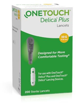 OneTouch® Delica® Plus Sterile Blood Glucose Test Lancets for Self-Monitoring of Blood Glucose I 200 Sterile Lancets I Blood Glucose Testing at Home or on the Go I 1 Pack with 200 Sterile Lancets