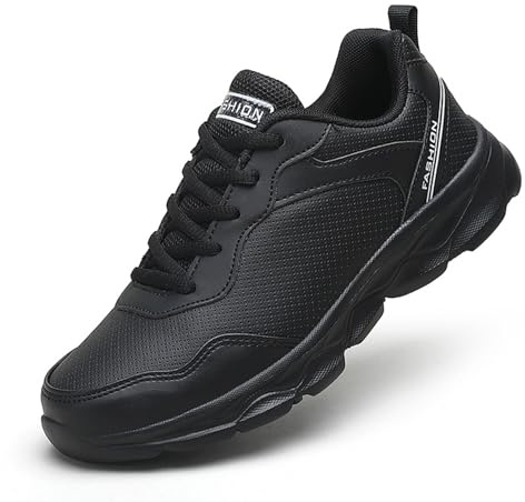 Waterproof Non Slip Work Shoes, Oil-Proof Walking Shoes, Comfort Black Shoes, Lightweight Sneakers for Women (Color : Black, Size : 6 UK)