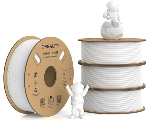 Creality Hyper PLA Filament 1.75 mm, 4 KG 3D Printer Filament PLA for High Speed Printing 30-600mm/s, Durable and Smooth, Dimensional Accuracy +/-0.03 mm, for Most 3D Printers (White) 4 Pack
