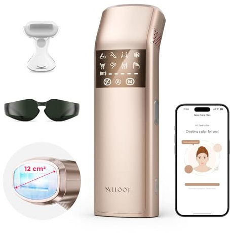 Salloot 25J Triplo Impulso Epilatore Luce Pulsata IPL,12 cm² Sapphire,3℃ Tecnologia Di Raffreddamento Per Una Depilazione Indolore,Epilatore Laser Epilazione a Casa per Gambe,Bikini,Corpo,Donna,Uomo