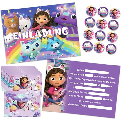 Dekewe 12 Stück Einladungskarten Kindergeburtstag Mädchen Junge, Thematische Party Geburtstag Einladungskarten, Kindergeburtstag Einladungskarten für Feierlichkeiten oder Geburtstagsfeiern