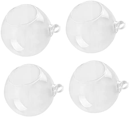 Cabilock 4stücke Teiliges Hängendes Glas-Terrarium Kugelvase Borosilikatglas Flacher Boden Geeignet Für Sukkulenten DIY-Dekoration Hochzeits Wohnaccessoire