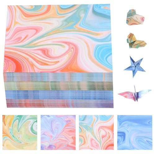 Origami Papier Set, 400 Blatt Doppelseitiges Farbverlauf Bastelpapier, 4 Stile, 9.5x9.5cm, Quadratisch Buntes Papier Perfekt für DIY Projekte, Bastelideen und Kreatives Gestalten(9,5 × 9,5 cm)
