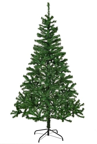GIGALUMI Sapin de Noël Artificiel Pliable 180 cm, Vert réaliste, 500 Embouts en PVC, avec Support métallique, décoration d'intérieur et d'extérieur