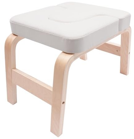 Yoga Headstand Stool Yoga Inversion Bench with Wooden Frame and PU Pads High-Quality Inverted Chair Yoga Chair for Handstand Exercise Made of Solid Natural Wood up to 200 kg 64 x 36 x 40 cm