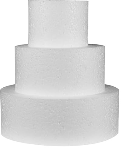 Festa Wow Torta Finta Set 3 Piani in Polistirolo Rotondo Ø 10-15-25 cm H10 cm Basi per Cake Design e Decorazioni Ideale per Torte Finte Compleanno,Battesimo,Nascita,Comunioni,Feste