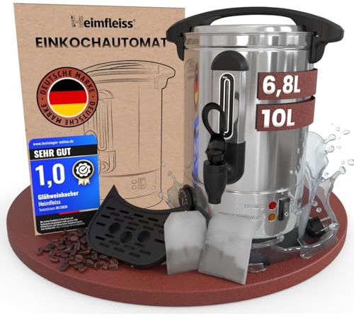 Heimfleiss® Glühweinkocher 6,8L Edelstahl 1500W - Hahn & Abtropfschale