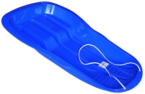 Indigo® Blue Plastic Snow Sledge with Rope – Durable Heavy-Duty Toboggan for Kids & Adults – Fast Sliding Winter Sleigh for Snow Fun