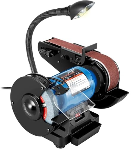 Levigatrice a nastro for mola da tavolo da 6 pollici 250W con lampada for lucidatura a coltello banco for smerigliatrice for lavorazione del legno levigatrice a nastro