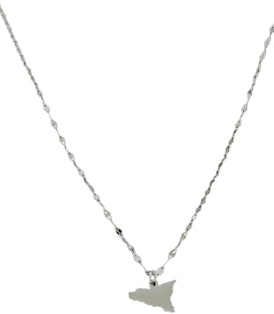 Collana Sicilia Pendente in Acciaio Inossidabile Resistente Siciliani nel Mondo Simbolo di Orgoglio e Appartenenza Idea Originale Regalo Natale Gioielli Siciliani Donna Catenina Labbra (Argentato)