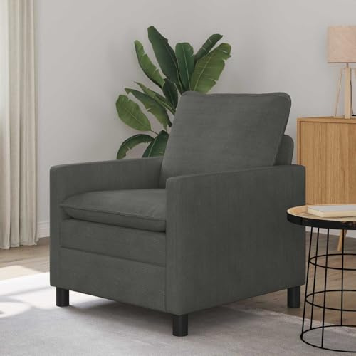 Ziaphsol mörkgrå tygsoffa 76 x 81 x 87,5 cm med metallram och avtagbar kudde, modern design för vardagsrum eller kontor, bekväm dubbelskiktad sittmöbel