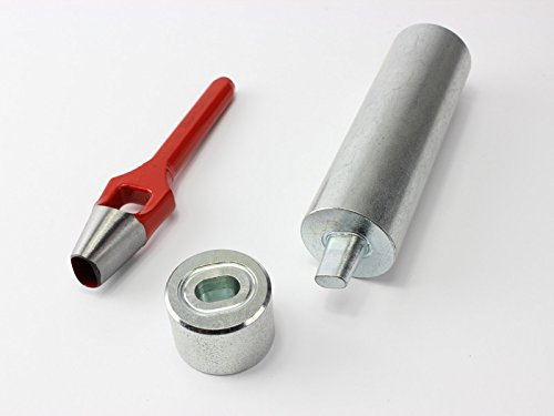 Unbekannt Ovalösen-Einschlagstempel + Locheisen für 17 x 11 mm DIN - Werkzeug, Legierter Stahl, Silber