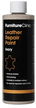 Furniture Clinic Leather Repair Paint & Dye | Self Seal Colourant for Quick and Easy Leather Repair | Suitable for Sofas, Car Seat, Shoes, Handbag, and More - Ivory, 250ml
