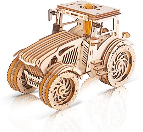 GuDoQi 3D Holz Puzzle, Modell Traktor mit Gummibandmotor, Holzbausatz zu Bauen, DIY Montage Holzpuzzle Spielzeug, Bastelset, Geburtstags Geschenk aus Holz fur Erwachsene Männer Jugendliche