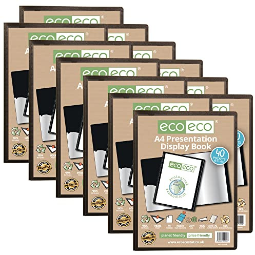 eco-eco A4 50% Riciclata 40 Taschino Colore Nero Presentazione Mostra Libro (Confezione da 12)