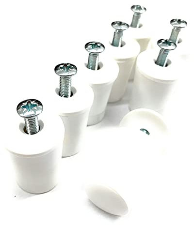 Fermaporta per tapparelle, 40 mm/28 mm, chiuso/aperto, bianco o grigio, con vite e rondella (4 coppie da 28 mm chiuse bianche)