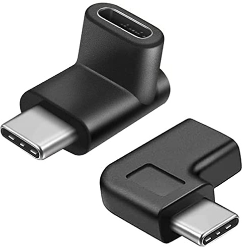 Greluma 2 st 90 Graders USB-C Typ C Hane-till-hona-adapter, Uppåt-och Nedåtvinklad, Höger-och Vänstervinklad USB-C USB 3.1 Typ-C-förlängning för Surfplatta Mobiltelefon Bärbar Dator