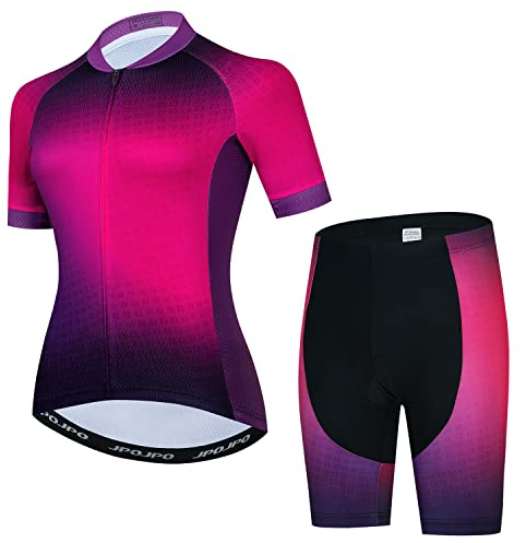 HimyBB Radtrikot-Sets für Damen, Sommer, kurzärmelig, Radtrikot-Anzug, Damen-Fahrrad-Top, Fahrrad-Shorts, Kleidung, S