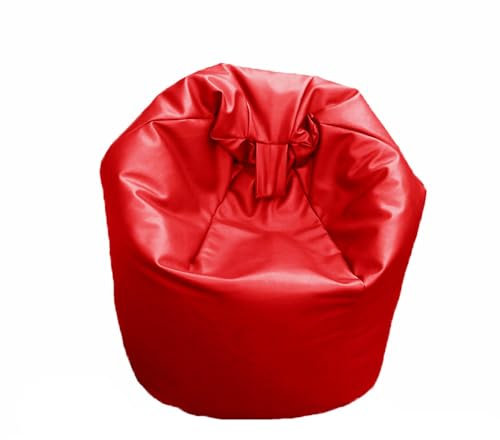 FAUX LEATHER Bean Bag Beanbag Gaming Chair Seat Lazy Lounger Couch (Red, Medium (60 x 60 x 75 cm))