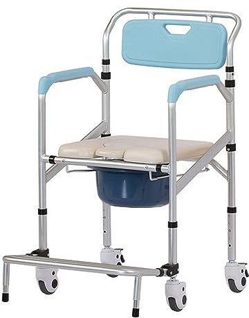 Sedie A Rotelle Da Bagno Con Ruote,Sedia A Rotelle Da Doccia Portatile Mobile Multifunzione Per Domestico Sedia A Rotelle Da Toilette Regolabile In Altezza Per Anziani Disabilitato A